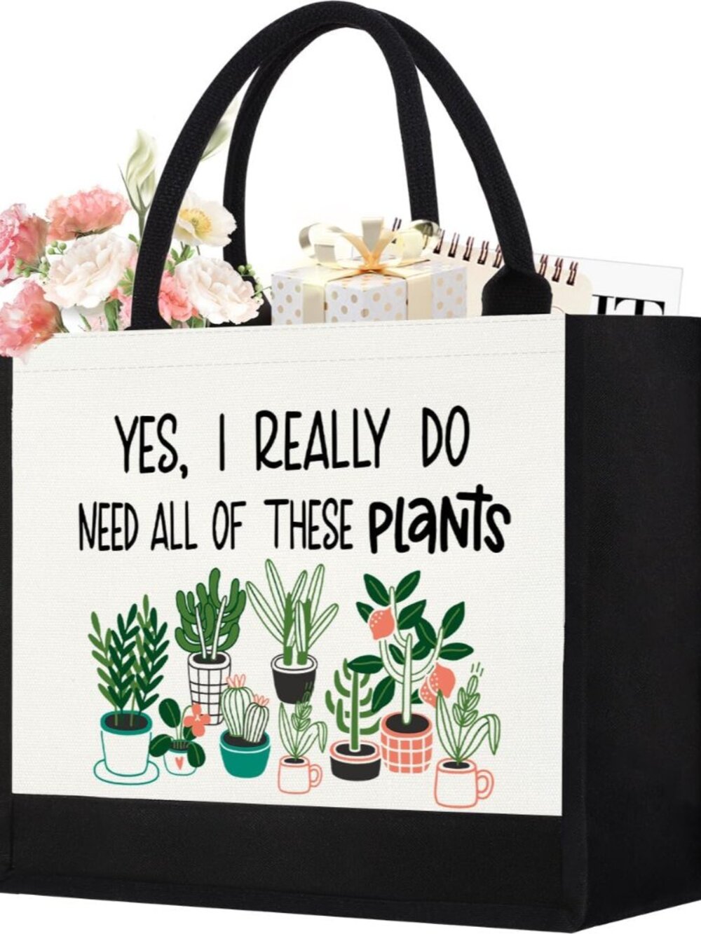 Canvas Tote Bag for Women, Cute Plant Lover Lady Gifts